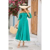 image:imageRVivimos Women Summer Half Sleeve Cotton Ruffled Vintage Elegant Backless A Line Flowy Long DressesTurquoise2