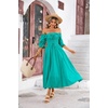 image:imageRVivimos Women Summer Half Sleeve Cotton Ruffled Vintage Elegant Backless A Line Flowy Long DressesTurquoise2