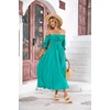 image:imageRVivimos Women Summer Half Sleeve Cotton Ruffled Vintage Elegant Backless A Line Flowy Long DressesTurquoise2