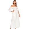 image:imageRVivimos Women Summer Half Sleeve Cotton Ruffled Vintage Elegant Backless A Line Flowy Long DressesWhite1