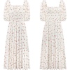 image:imageRVivimos Women Summer Half Sleeve Cotton Ruffled Vintage Elegant Backless A Line Flowy Long DressesWhite1floral
