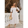 image:imageRVivimos Women Summer Half Sleeve Cotton Ruffled Vintage Elegant Backless A Line Flowy Long DressesWhite2floral