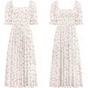 image:imageRVivimos Women Summer Half Sleeve Cotton Ruffled Vintage Elegant Backless A Line Flowy Long DressesWhite2floral