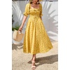 image:imageRVivimos Women Summer Half Sleeve Cotton Ruffled Vintage Elegant Backless A Line Flowy Long DressesYellow2floral