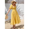 image:imageRVivimos Women Summer Half Sleeve Cotton Ruffled Vintage Elegant Backless A Line Flowy Long DressesYellow2floral