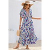 image:imageRVivimos Women Summer Print Deep V Neck Cotton Beach Long DressesBeige