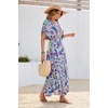 image:imageRVivimos Women Summer Print Deep V Neck Cotton Beach Long DressesBeige