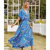 image:imageRVivimos Women Summer Print Deep V Neck Cotton Beach Long DressesBlue
