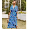 image:imageRVivimos Women Summer Print Deep V Neck Cotton Beach Long DressesBlue