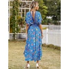 image:imageRVivimos Women Summer Print Deep V Neck Cotton Beach Long DressesBlue