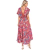 image:imageRVivimos Women Summer Print Deep V Neck Cotton Beach Long DressesRed