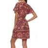 image:imageRVivimos Women Summer Short Sleeve Casual Bohemian Beach Ruffle Floral Print Bow Tie Short Sun DressDeepred