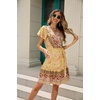 image:imageRVivimos Women Summer Short Sleeve Casual Bohemian Beach Ruffle Floral Print Bow Tie Short Sun DressLemonyellow
