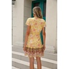 image:imageRVivimos Women Summer Short Sleeve Casual Bohemian Beach Ruffle Floral Print Bow Tie Short Sun DressLemonyellow