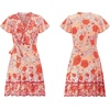 image:imageRVivimos Women Summer Short Sleeve Casual Bohemian Beach Ruffle Floral Print Bow Tie Short Sun DressPeachpink