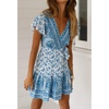 image:imageRVivimos Women Summer Short Sleeve Casual Bohemian Beach Ruffle Floral Print Bow Tie Short Sun DressWhiteblue