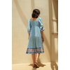 image:imageRVivimos Womens 34 Sleeve Square Neck Midi Dress Boho Casual Floral Print Empire Waist Ruffle Flowy Smocked Long DressesLightblue
