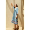 image:imageRVivimos Womens 34 Sleeve Square Neck Midi Dress Boho Casual Floral Print Empire Waist Ruffle Flowy Smocked Long DressesLightblue