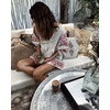 image:imageRVivimos Womens Autumn 34 Sleeve Cotton V Neck Floral Embroidery Casual Tunic DressesBeige