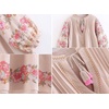 image:imageRVivimos Womens Autumn 34 Sleeve Cotton V Neck Floral Embroidery Casual Tunic DressesBeige