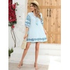 image:imageRVivimos Womens Autumn 34 Sleeve Cotton V Neck Floral Embroidery Casual Tunic DressesBlue