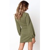 image:imageRVivimos Womens Autumn Winter Cotton Long Sleeves Elegant Knitted Bodycon Tie Waist Sweater Pencil DressArmy Green