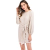 image:imageRVivimos Womens Autumn Winter Cotton Long Sleeves Elegant Knitted Bodycon Tie Waist Sweater Pencil DressBeige