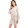 image:imageRVivimos Womens Autumn Winter Cotton Long Sleeves Elegant Knitted Bodycon Tie Waist Sweater Pencil DressBeige