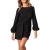 image:imageRVivimos Womens Autumn Winter Cotton Long Sleeves Elegant Knitted Bodycon Tie Waist Sweater Pencil DressBlack