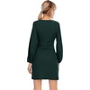 image:imageRVivimos Womens Autumn Winter Cotton Long Sleeves Elegant Knitted Bodycon Tie Waist Sweater Pencil DressDark Green