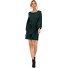 image:imageRVivimos Womens Autumn Winter Cotton Long Sleeves Elegant Knitted Bodycon Tie Waist Sweater Pencil DressDark Green