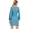 image:imageRVivimos Womens Autumn Winter Cotton Long Sleeves Elegant Knitted Bodycon Tie Waist Sweater Pencil DressLightblue
