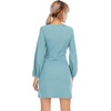 image:imageRVivimos Womens Autumn Winter Cotton Long Sleeves Elegant Knitted Bodycon Tie Waist Sweater Pencil DressSkyblue
