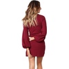 image:imageRVivimos Womens Autumn Winter Cotton Long Sleeves Elegant Knitted Bodycon Tie Waist Sweater Pencil DressWine Red