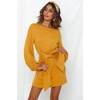 image:imageRVivimos Womens Autumn Winter Cotton Long Sleeves Elegant Knitted Bodycon Tie Waist Sweater Pencil DressYellow