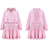 image:imageRVivimos Womens Cotton Long Sleeves V Neck Layered Ruffles Pleated Swing Mini DressLightpink
