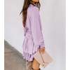 image:imageRVivimos Womens Cotton Long Sleeves V Neck Layered Ruffles Pleated Swing Mini DressPale Purple
