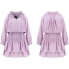image:imageRVivimos Womens Cotton Long Sleeves V Neck Layered Ruffles Pleated Swing Mini DressPale Purple