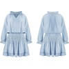 image:imageRVivimos Womens Cotton Long Sleeves V Neck Layered Ruffles Pleated Swing Mini DressSkyblue