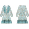 image:imageRVivimos Womens Cotton Long Sleeves VNeck Button Up Floral Print Bohemian Flowy Mini DressBlueturquoise