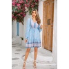 image:imageRVivimos Womens Cotton Long Sleeves VNeck Button Up Floral Print Bohemian Flowy Mini DressHazeblue
