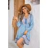 image:imageRVivimos Womens Cotton Long Sleeves VNeck Button Up Floral Print Bohemian Flowy Mini DressHazeblue