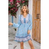 image:imageRVivimos Womens Cotton Long Sleeves VNeck Button Up Floral Print Bohemian Flowy Mini DressHazeblue