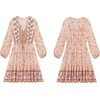 image:imageRVivimos Womens Cotton Long Sleeves VNeck Button Up Floral Print Bohemian Flowy Mini DressPeach