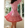 image:imageRVivimos Womens Cotton Long Sleeves VNeck Button Up Floral Print Bohemian Flowy Mini DressPink