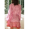 image:imageRVivimos Womens Cotton Long Sleeves VNeck Button Up Floral Print Bohemian Flowy Mini DressPink