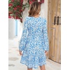 image:imageRVivimos Womens Cotton Long Sleeves VNeck Button Up Floral Print Bohemian Flowy Mini DressWhiteskyblue