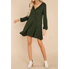 image:imageRVivimos Womens Fall Cotton Long Sleeves Casual Button Down Knit Swing Flare Mini Tunic DressArmygreen