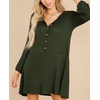 image:imageRVivimos Womens Fall Cotton Long Sleeves Casual Button Down Knit Swing Flare Mini Tunic DressArmygreen