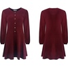 image:imageRVivimos Womens Fall Cotton Long Sleeves Casual Button Down Knit Swing Flare Mini Tunic DressBurgundy